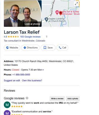 Larson Tax Relief Reviews