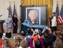 Barbara Bush with Forever Stamp