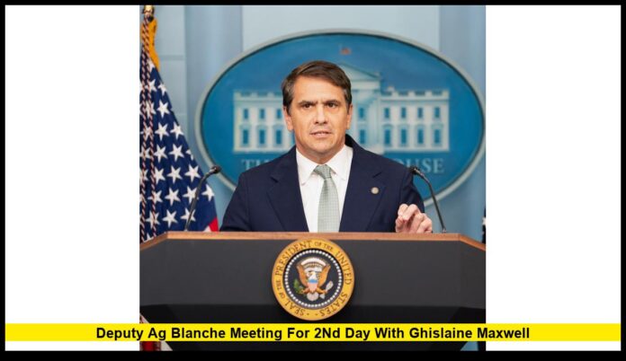 # Deputy AG Blanche Meeting for 2nd Day with Ghislaine Maxwell: Explosive Epstein Case Interview Continues In a developing story that has captured national attention, Deputy Attorney General Todd Blanche is conducting his second consecutive day of meetings with convicted sex trafficker Ghislaine Maxwell, Jeffrey Epstein's former associate, at the federal courthouse in Tallahassee, Florida. ## Historic Two-Day Interview Session Unfolds After answering questions for six hours on Thursday, Maxwell is meeting for a second day on Friday with Deputy Attorney General Todd Blanche, marking an unprecedented level of engagement between the Department of Justice and the convicted accomplice of the notorious sex offender. Deputy Attorney General Todd Blanche said he will continue his interview with Ghislaine Maxwell for a second day Friday after meeting with her Thursday, announcing the continuation via social media post that has sent shockwaves through legal and political circles. ## Maxwell Initiated Contact with DOJ In a surprising turn of events, the Justice Department said earlier this week that the meeting between Blanche and Maxwell would occur 