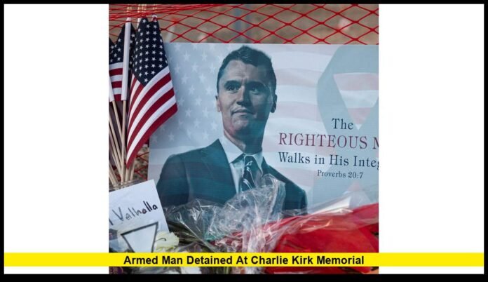 armed man detained at Charlie Kirk memorial