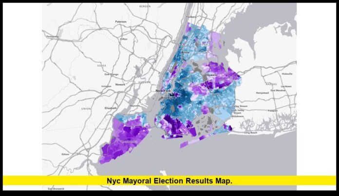 NYC mayoral election results map. NYC mayoral election results map