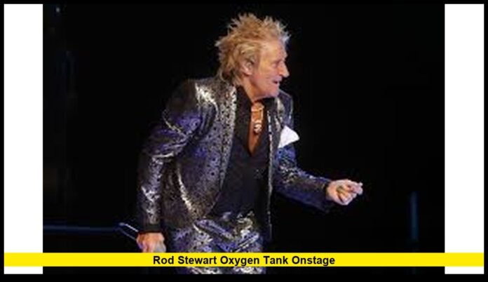 Rod Stewart oxygen tank onstage