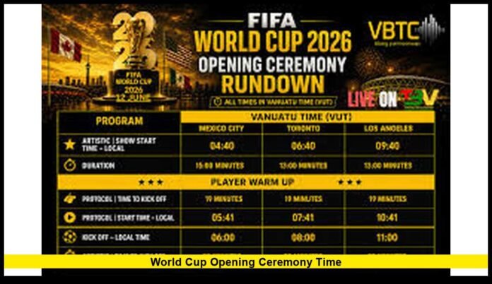 world cup opening ceremony time
