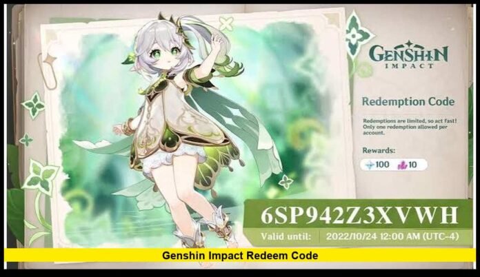 genshin impact redeem code