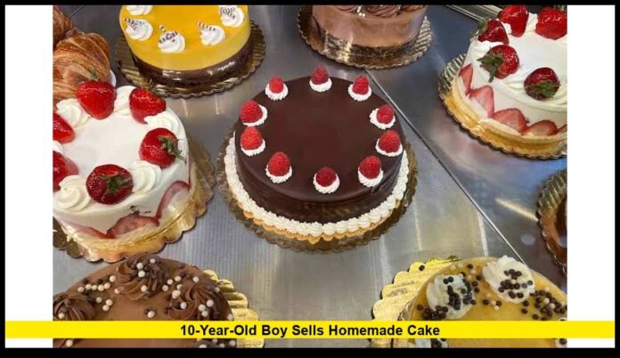 10-year-old boy sells homemade cake