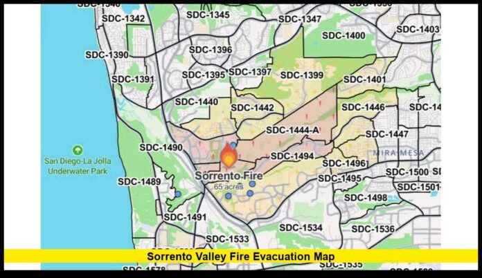 sorrento valley fire evacuation map