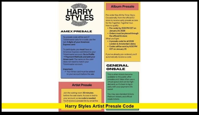 harry styles artist presale code