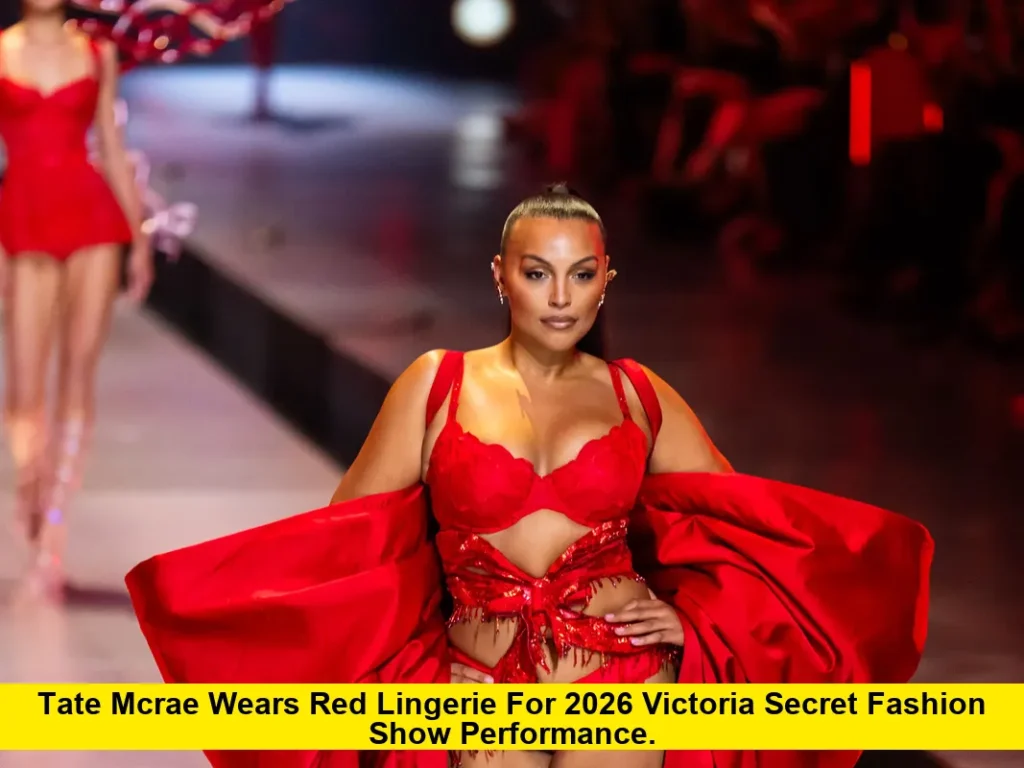 Tate McRae Wears Red Lingerie for 2026 Victoria Secret Fashion Show Performance.